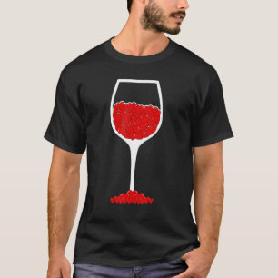 Love Red Hearts Wine Glass Wine Lovers Valentine's T-Shirt