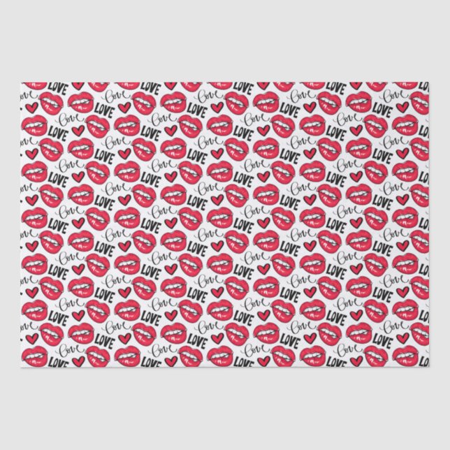 Love Red Lips  Tissue Paper (Front)