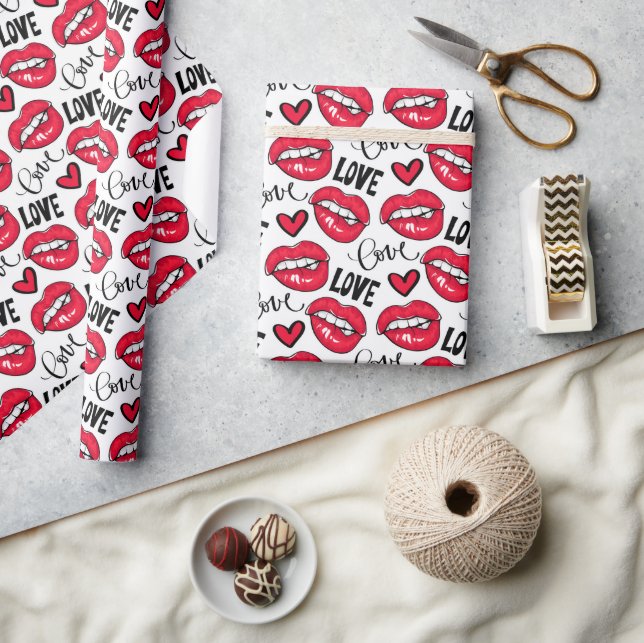 Love Red Lips  Wrapping Paper (Crafts)