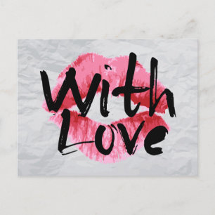 Love Red Pink Lipstick Kiss Wedding Anniversary Postcard
