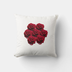 Love. Red roses from the garden. Cushion