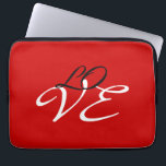 Love Red White Black Colour Calligraphy Script Laptop Sleeve<br><div class="desc">You can easily change the fonts and colours. You can also add your logo and the background image as you like.</div>