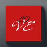 Love Red White Black Colour Calligraphy Script Plaque<br><div class="desc">You can easily change the fonts and colours. You can also add your logo and the background image as you like.</div>