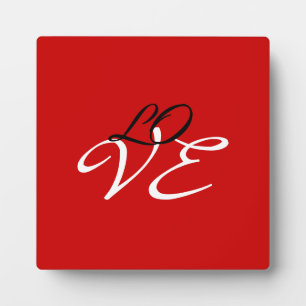 Love Red White Black Colour Calligraphy Script Plaque