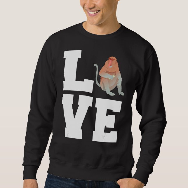 Love Reddish Brown Skin Colour Proboscis Monkey Sweatshirt (Front)