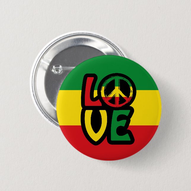 Love Reggae 6 Cm Round Badge (Front & Back)