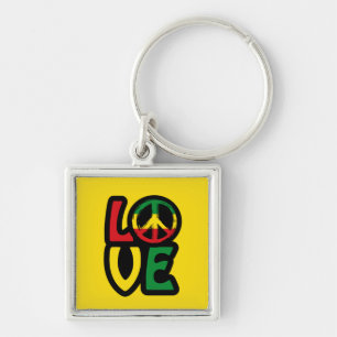 Love reggae music peace symbol reggae key ring