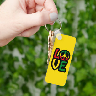 Love reggae music peace symbol reggae key ring