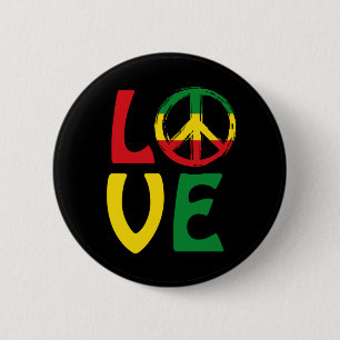 LOVE Reggae with peace symbol 6 Cm Round Badge