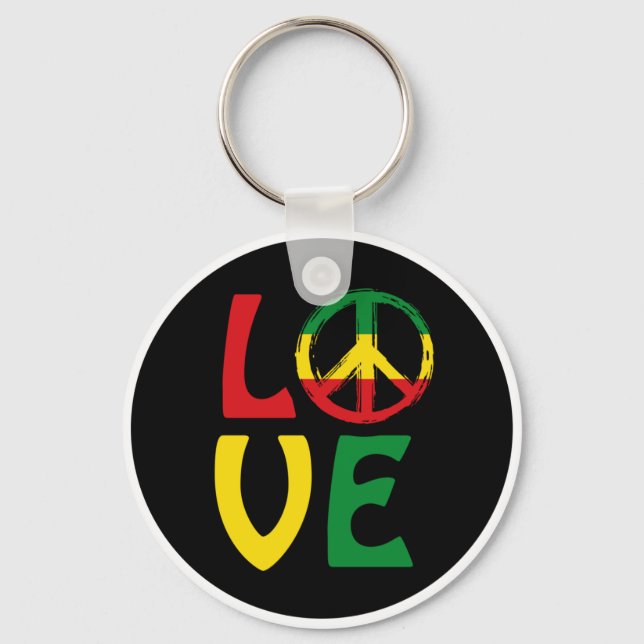 LOVE Reggae with peace symbol Key Ring (Front)