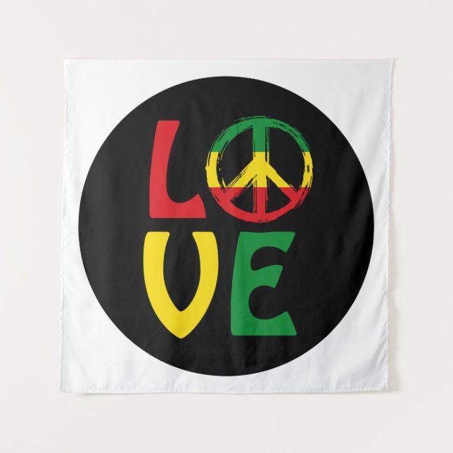 LOVE Reggae with peace symbol Tapestry (Front)