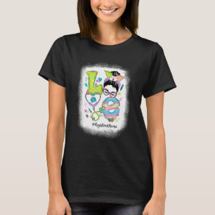 Love Registered Nurse Messy Bun Stethoscope Funny T-Shirt