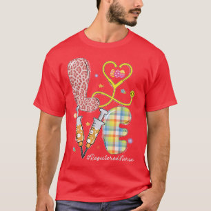 LOVE Registered Nurse Stethoscope Leopard Easter E T-Shirt
