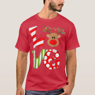 Love Reindeer Rudolph Merry Christmas Xmas Santa N T-Shirt