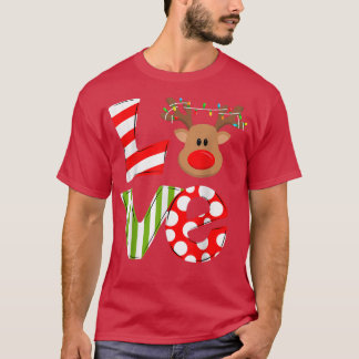 Love Reindeer Rudolph Merry Christmas Xmas Santa N T-Shirt