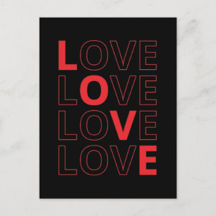 Love Repeated Text Valentine's Day I Love You Postcard