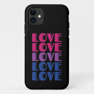 Love Repeating Text LGBTQ Bisexual Pride iPhone 11 Case