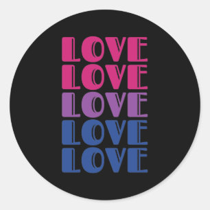 Love Repeating Text LGBTQ Bisexual Pride Classic Round Sticker