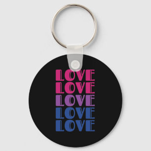 Love Repeating Text LGBTQ Bisexual Pride Key Ring