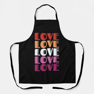 Love Repeating Text LGBTQ Lesbian Pride Apron