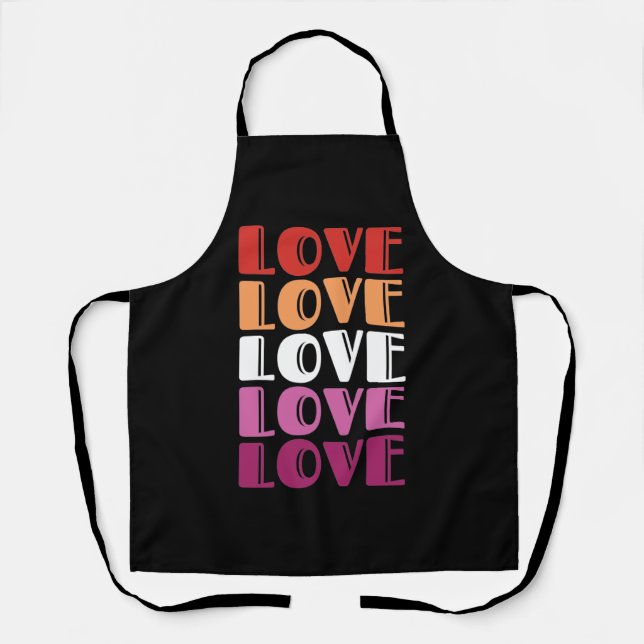 Love Repeating Text LGBTQ Lesbian Pride Apron (Front)