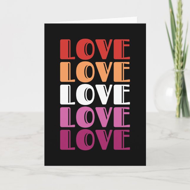 Love Repeating Text LGBTQ Lesbian Pride Card (Front)
