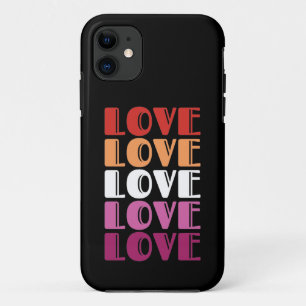 Love Repeating Text LGBTQ Lesbian Pride iPhone 11 Case