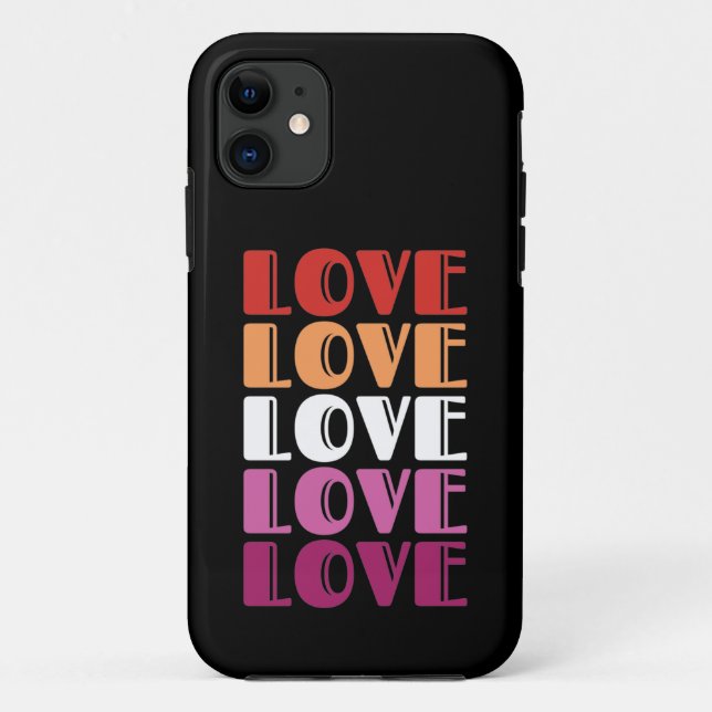 Love Repeating Text LGBTQ Lesbian Pride Case-Mate iPhone Case (Back)