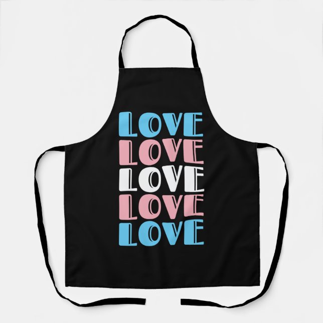 Love Repeating Text LGBTQ Transgender Pride Apron (Front)