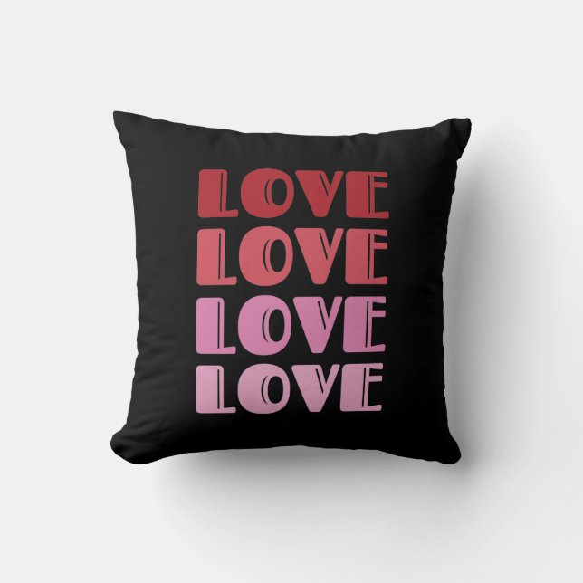 Love Repeating Text Valentine's Day I Love You Cushion (Front)