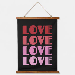 Love Repeating Text Valentine's Day I Love You Hanging Tapestry