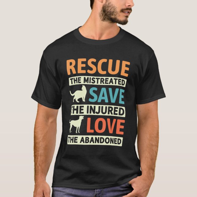 Love Rescued Stuffed Animals Dog Puppy Or Cat Paw T-Shirt (Front)