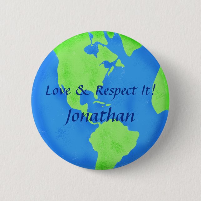 Love Respect Earth Globe Art Customised Name Badge (Front)