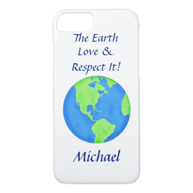 Love Respect Earth Globe Name Personalised Case-Mate iPhone Case (Back)