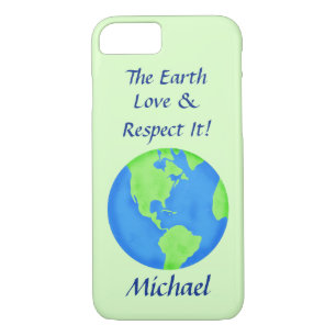 Love Respect Earth Globe Name Personalised Green iPhone 8/7 Case