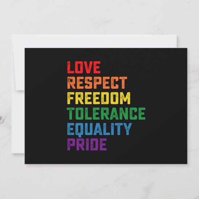 Love Respect Freedom Tolerance Equality Pride Invitation (Front)