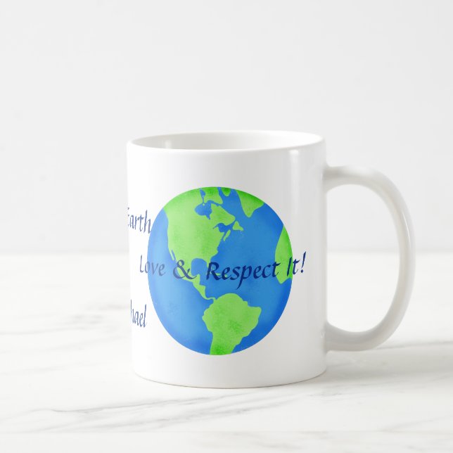 Love Respect the Earth Art Name Personalised Coffee Mug (Right)