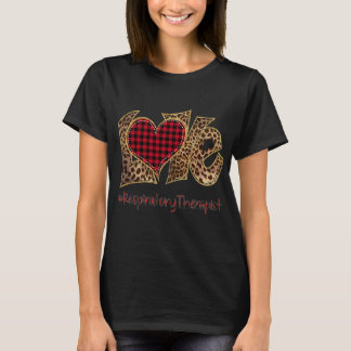 Love Respiratory Therapist Leopard Mixed Flannel T-Shirt