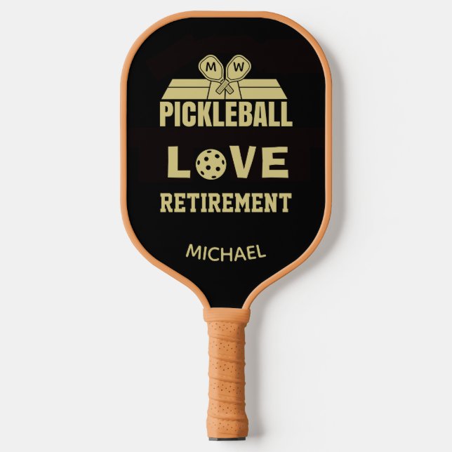 Love Retirement Monogram Name Court   Pickleball Paddle (Front)