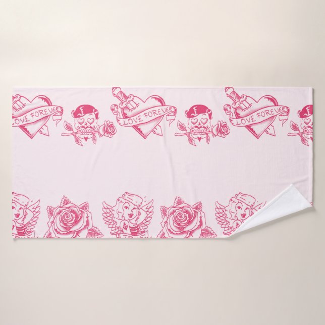 Love  retro bath towel set (Bath Towel)
