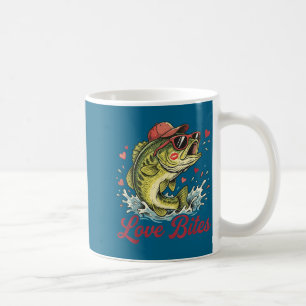 Love Retro Bites Fishing Fisherman Valentines Day Coffee Mug