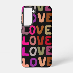 LOVE retro groovy wavy letters repeat pattern Samsung Galaxy Case
