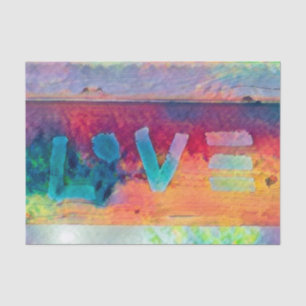 Love Retro Hippie Blue Red Orange Bohemian Country Tissue Paper