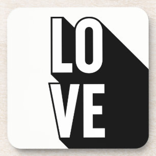 Love Retro Long Shadow Typography Coaster