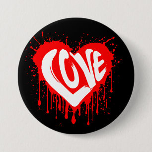 Love Retro Red Heart Valentine White Text 7.5 Cm Round Badge
