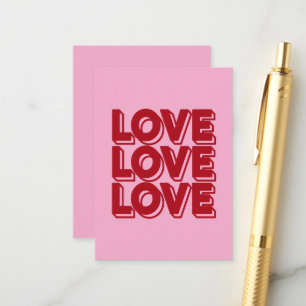 Love Retro Red Typography Enclosure Card