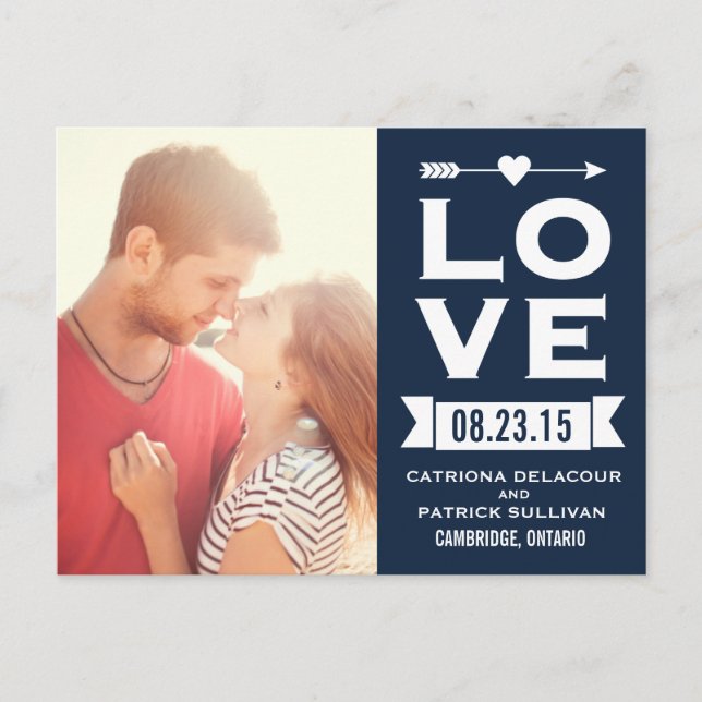 LOVE Retro Typography | Save the Date Postcard (Front)