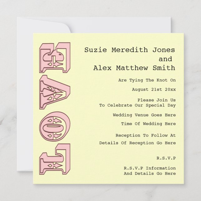 Love Retro Wedding Invitation (Front)