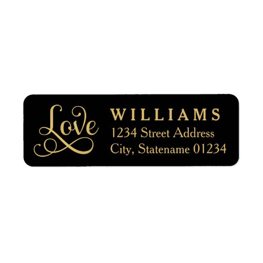 Love Return Address Labels | Gold Script