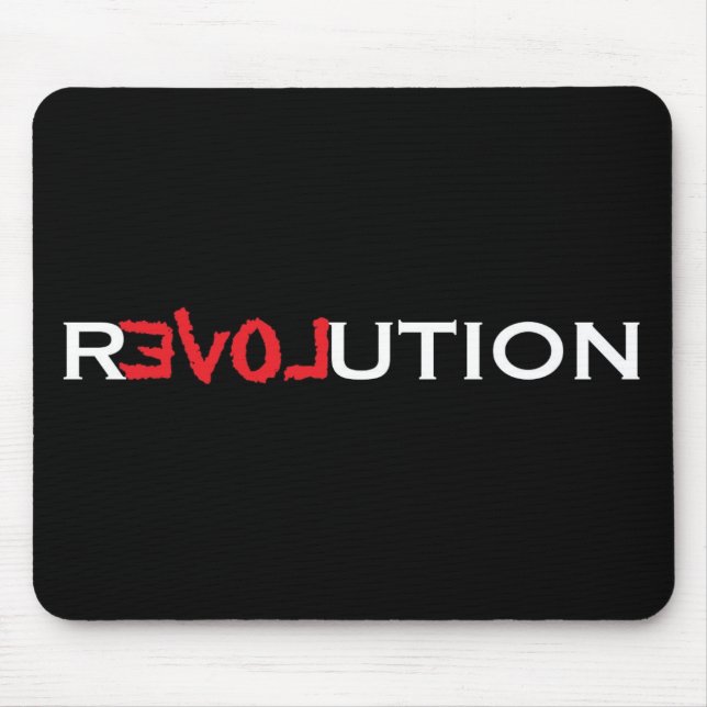 Love Revolution Mousepad - black w/ red and white (Front)